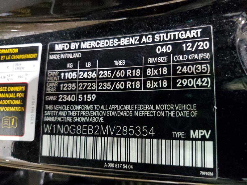 Продажа на аукционе авто 2021 Mercedes-benz Glc, vin: W1N0G8EB2MV285354, номер лота: 74806955