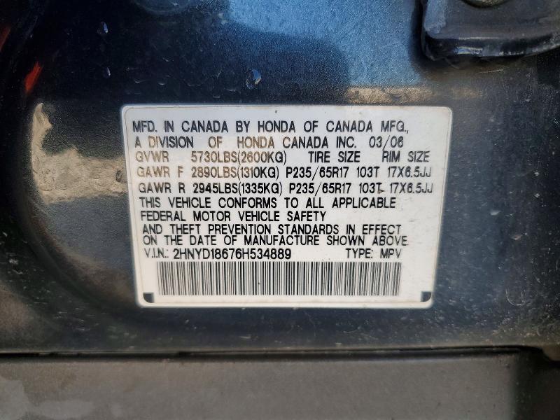 Продаж на аукціоні авто 2006 Acura Mdx, vin: 2HNYD18676H534889, номер лоту: 72884165