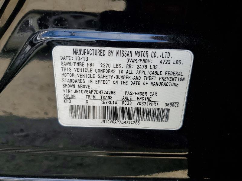 Aukcja sprzedaży 2013 Infiniti G37 Base, vin: JN1CV6AP7DM724296, numer aukcji: 74707115