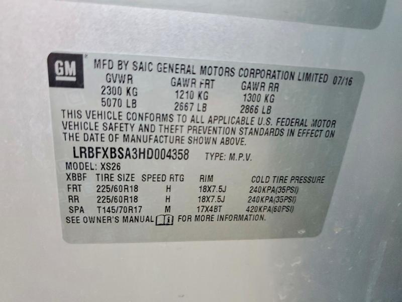 Продаж на аукціоні авто 2017 Buick Envision, vin: LRBFXBSA3HD004358, номер лоту: 72448455
