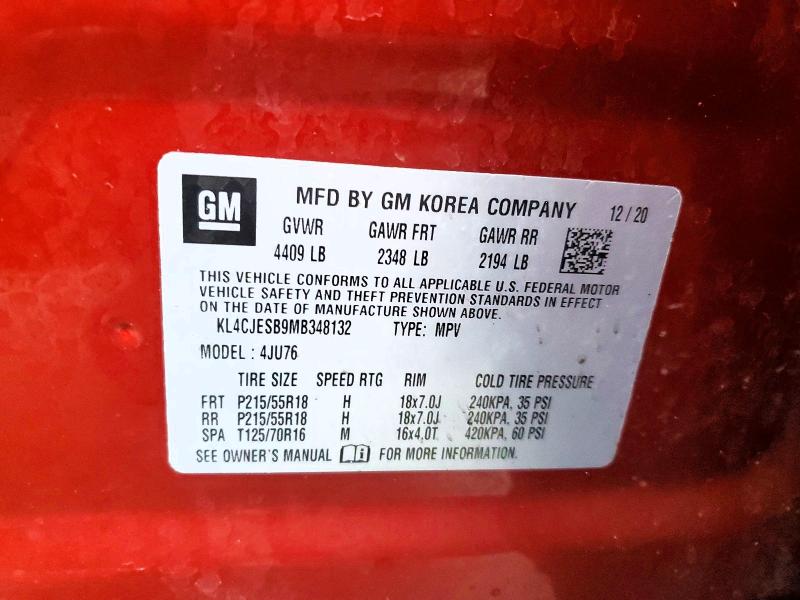 Aukcja sprzedaży 2021 Buick Encore, vin: KL4CJESB9MB348132, numer aukcji: 72301735