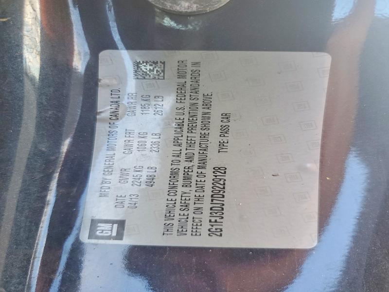 98718635 :رقم المزاد ، 2G1FJ3DJ7D9229128 vin ، 2013 Chevrolet Camaro مزاد بيع
