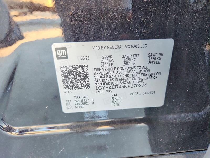 72961215 :رقم المزاد ، 1GYFZER45NF170274 vin ، 2022 Cadillac Xt4 مزاد بيع