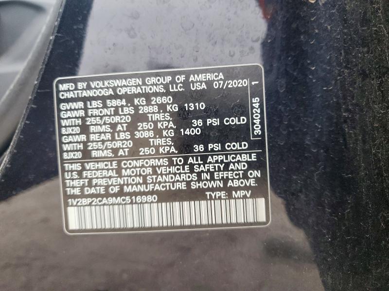 Продажа на аукционе авто 2021 Volkswagen Atlas, vin: 1V2BP2CA9MC516980, номер лота: 72926065
