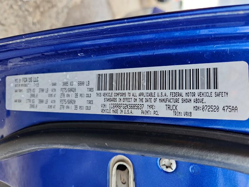 Продажа на аукционе авто 2019 Ram 1500 Classic, vin: 1C6RR6FG2KS685637, номер лота: 72796725