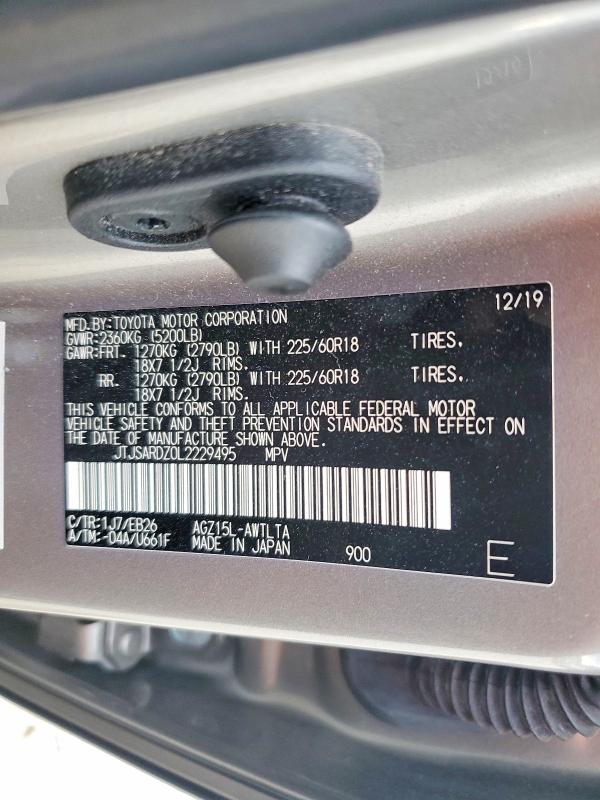 72603725 :رقم المزاد ، JTJSARDZ0L2229495 vin ، 2020 Lexus Nx مزاد بيع
