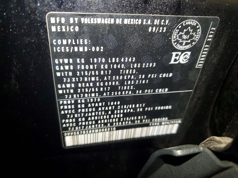 2024 Volkswagen Taos მანქანა იყიდება აუქციონზე, vin: 3VVSX7B28RM008810, აუქციონის ნომერი: 97860085