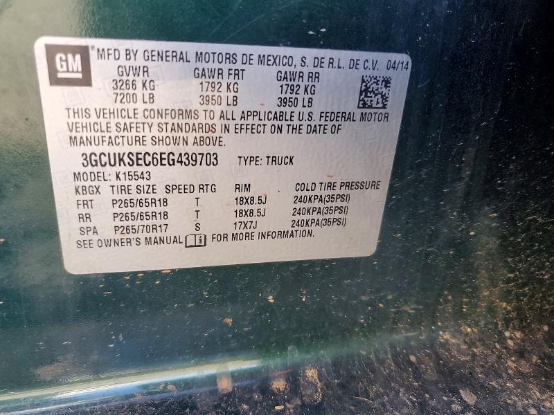 Aukcja sprzedaży 2014 Chevrolet Silverado, vin: 3GCUKSEC6EG439703, numer aukcji: 99553165