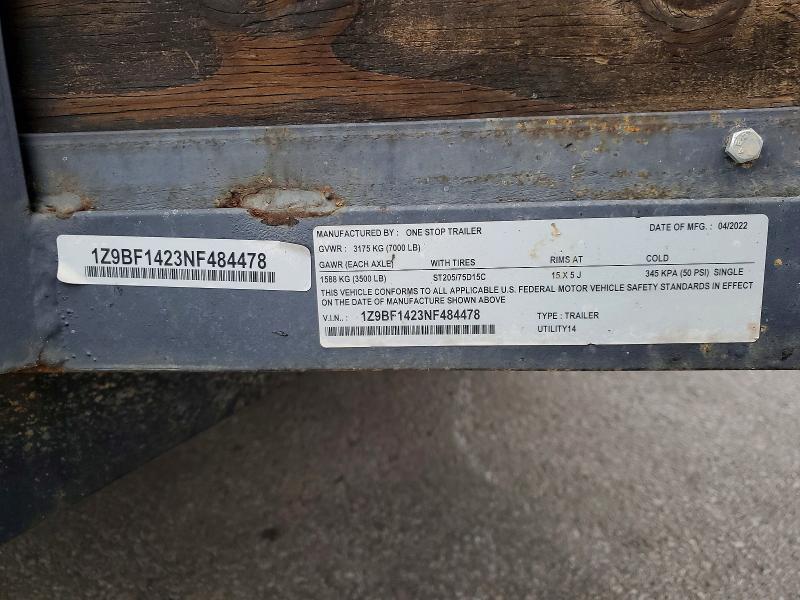 2022 Wells Cargo Unknown მანქანა იყიდება აუქციონზე, vin: 1Z9BF1423NF484478, აუქციონის ნომერი: 73245875