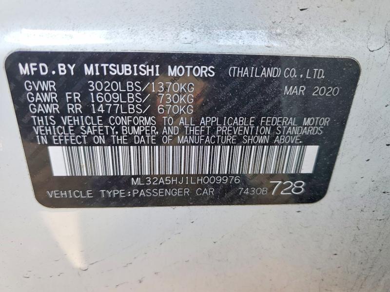 Продаж на аукціоні авто 2020 Mitsubishi Mirage, vin: ML32A5HJ1LH009976, номер лоту: 73943095