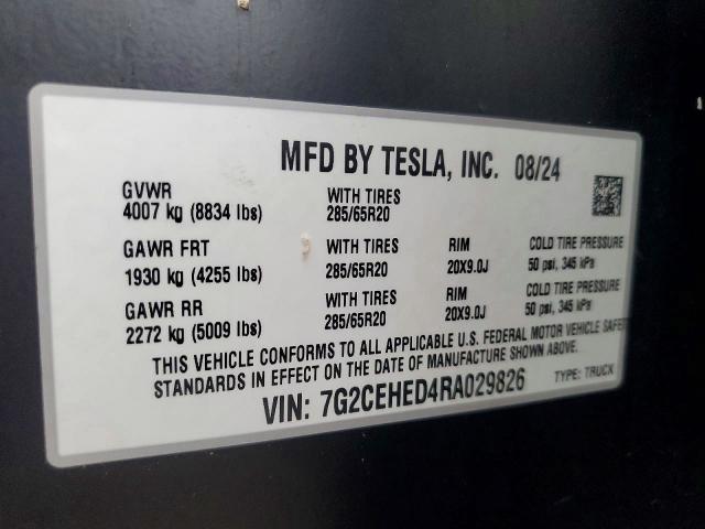 73261335 :رقم المزاد ، 7G2CEHED4RA029826 vin ، 2024 Tesla Cybertruck مزاد بيع