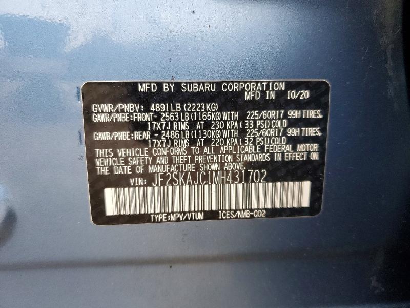 Aukcja sprzedaży 2021 Subaru Forester, vin: JF2SKAJC1MH431702, numer aukcji: 75410185
