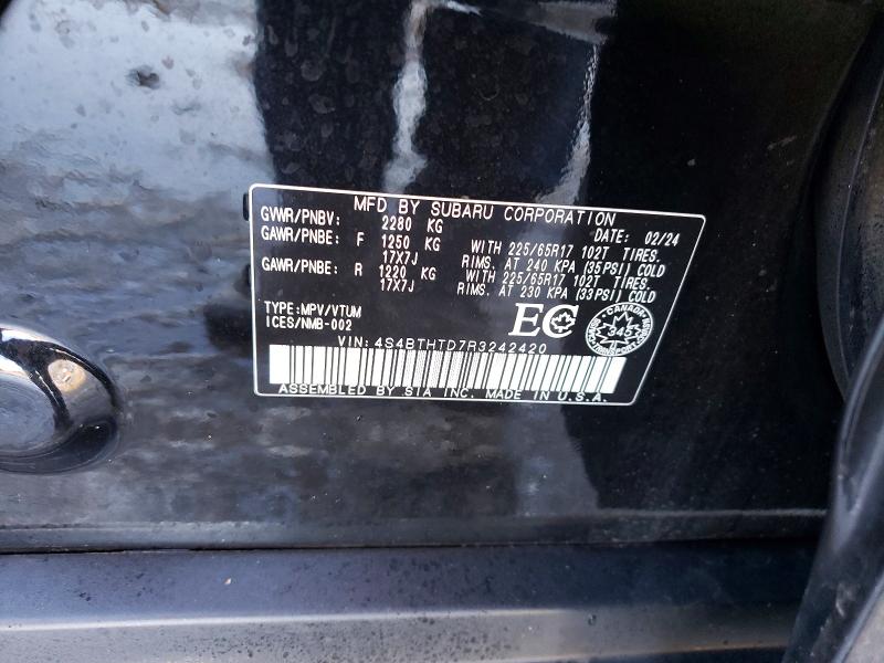 Aukcja sprzedaży 2024 Subaru Outback, vin: 4S4BTHTD7R3242420, numer aukcji: 98918265