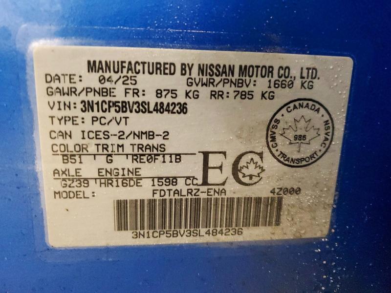 Продажа на аукционе авто 2025 Nissan Kicks Play, vin: 3N1CP5BV3SL484236, номер лота: 99631125