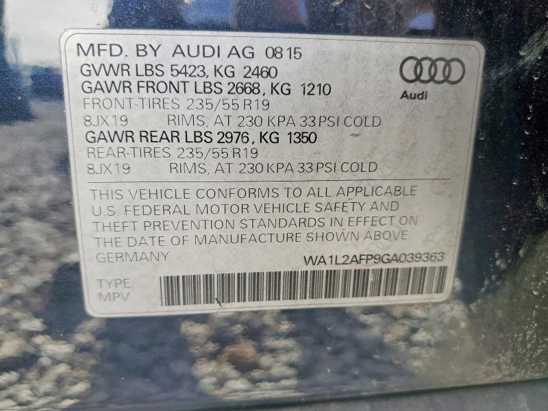 Aukcja sprzedaży 2016 Audi Q5, vin: WA1L2AFP9GA039363, numer aukcji: 75213015