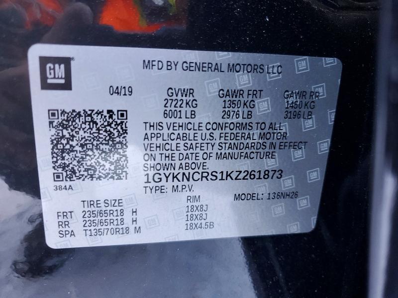 2019 Cadillac Xt5 მანქანა იყიდება აუქციონზე, vin: 1GYKNCRS1KZ261873, აუქციონის ნომერი: 97945195