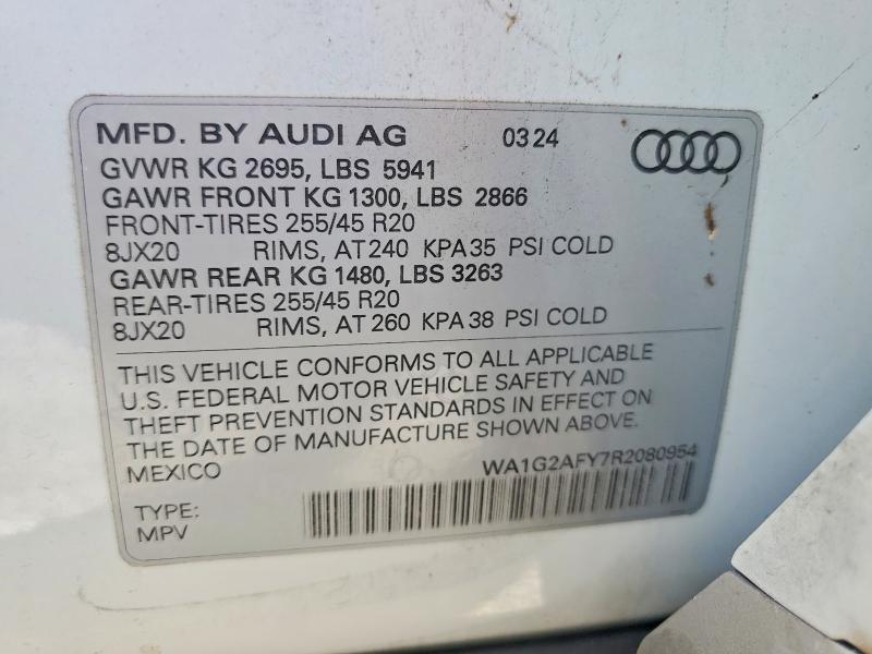 72486895 :رقم المزاد ، WA1G2AFY7R2080954 vin ، 2024 Audi Q5 E مزاد بيع