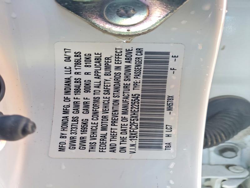 Продаж на аукціоні авто 2017 Honda Civic, vin: 19XFC2F5XHE225545, номер лоту: 98145825