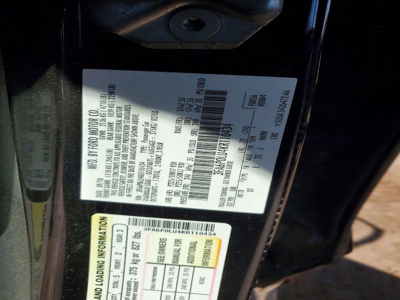 Продажа на аукционе авто 2019 Ford Fusion, vin: 3FA6P0LU4KR110434, номер лота: 74854485