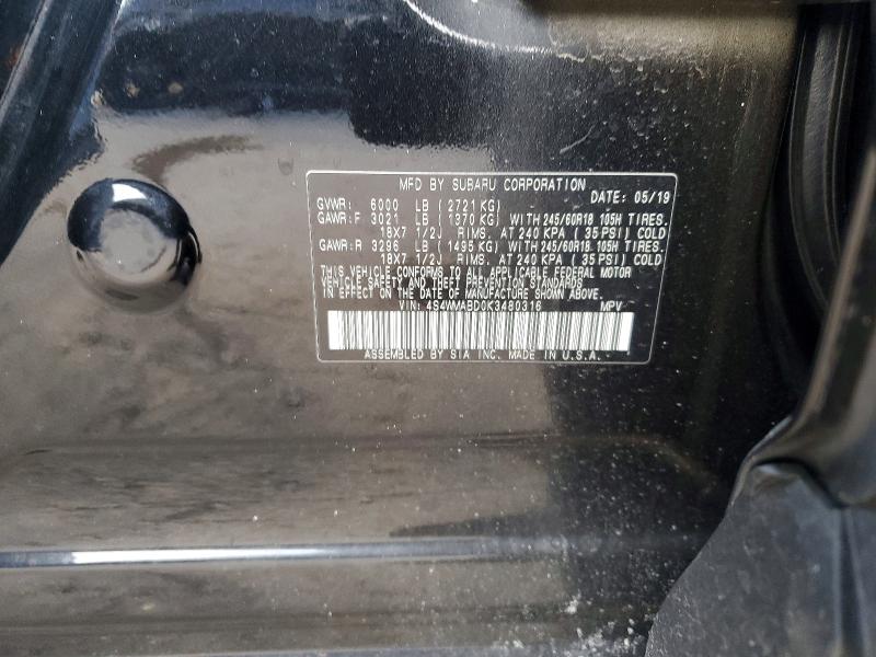 Aukcja sprzedaży 2019 Subaru Ascent Pre, vin: 4S4WMABD0K3480316, numer aukcji: 72798835