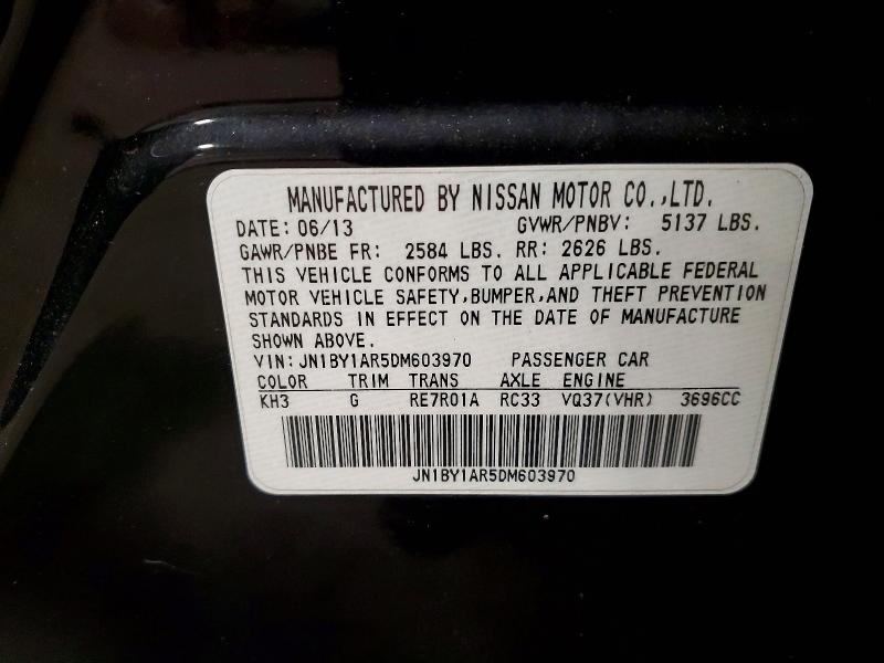Aukcja sprzedaży 2013 Infiniti M37, vin: JN1BY1AR5DM603970, numer aukcji: 98983505