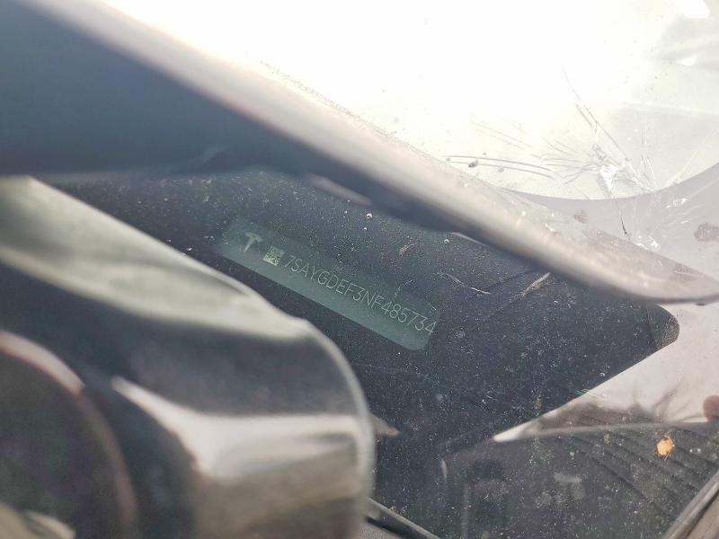 Продажа на аукционе авто 2022 Tesla Model Y, vin: 7SAYGDEF3NF485734, номер лота: 74131825