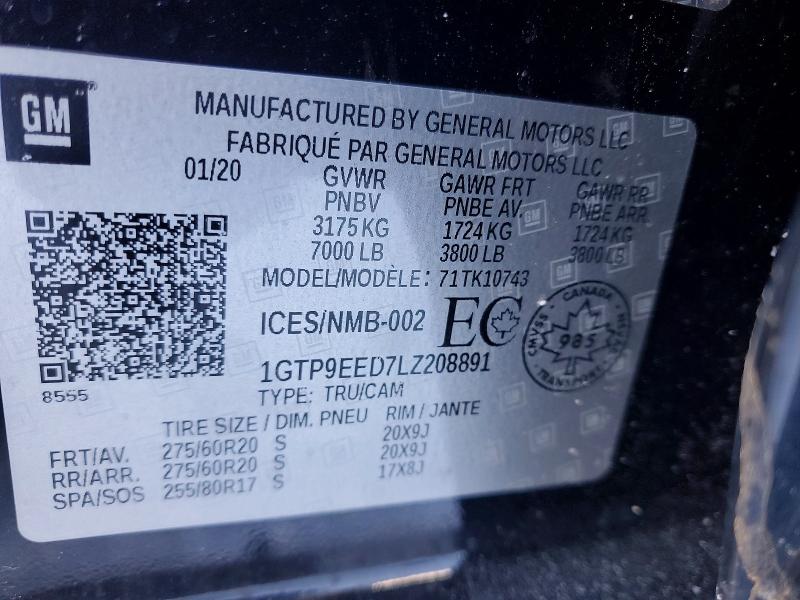 Aukcja sprzedaży 2020 Gmc Sierra, vin: 1GTP9EED7LZ208891, numer aukcji: 74863745
