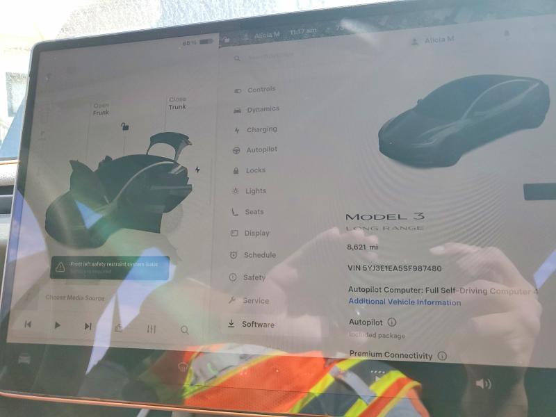 2025 Tesla Model 3 მანქანა იყიდება აუქციონზე, vin: 5YJ3E1EA5SF987480, აუქციონის ნომერი: 73678105