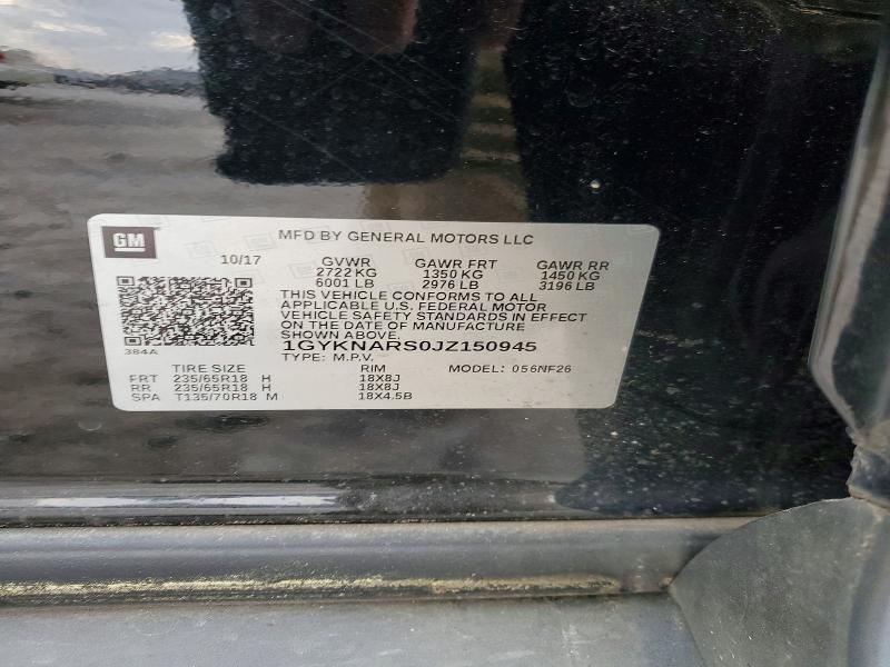 2018 Cadillac Xt5 მანქანა იყიდება აუქციონზე, vin: 1GYKNARS0JZ150945, აუქციონის ნომერი: 75216875