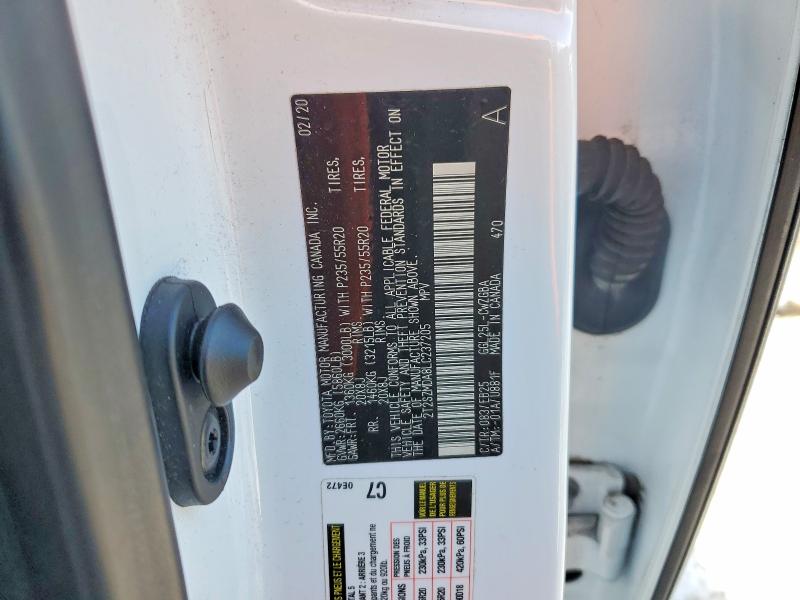 74300995 :رقم المزاد ، 2T2SZMDA8LC237205 vin ، 2020 Lexus Rx 350 مزاد بيع