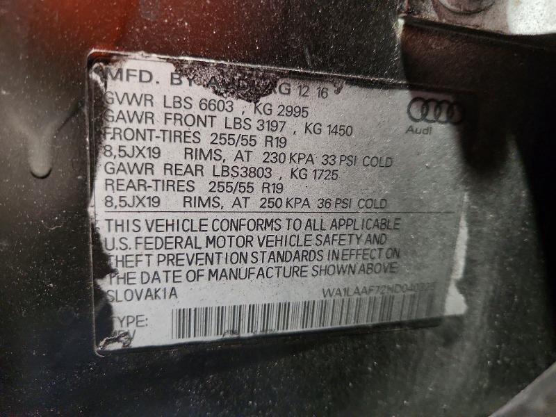 Aukcja sprzedaży 2017 Audi Q7 Premium, vin: WA1LAAF72HD040325, numer aukcji: 74033945