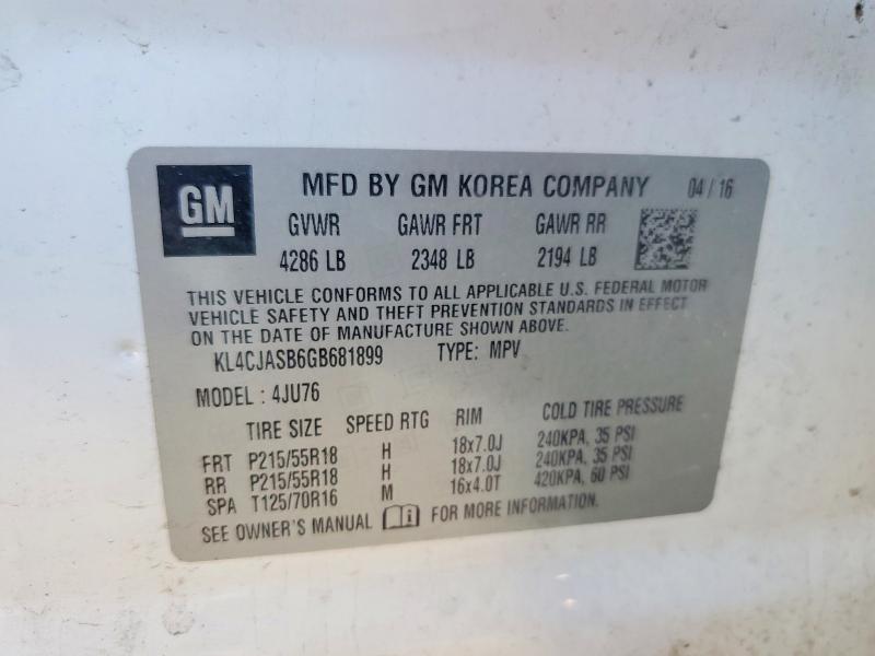Aukcja sprzedaży 2016 Buick Encore, vin: KL4CJASB6GB681899, numer aukcji: 98484345