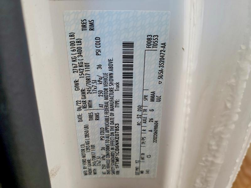 Auction sale of the 2022 Ford F150, vin: 1FTMF1CB6NKE07853, lot number: 76673915