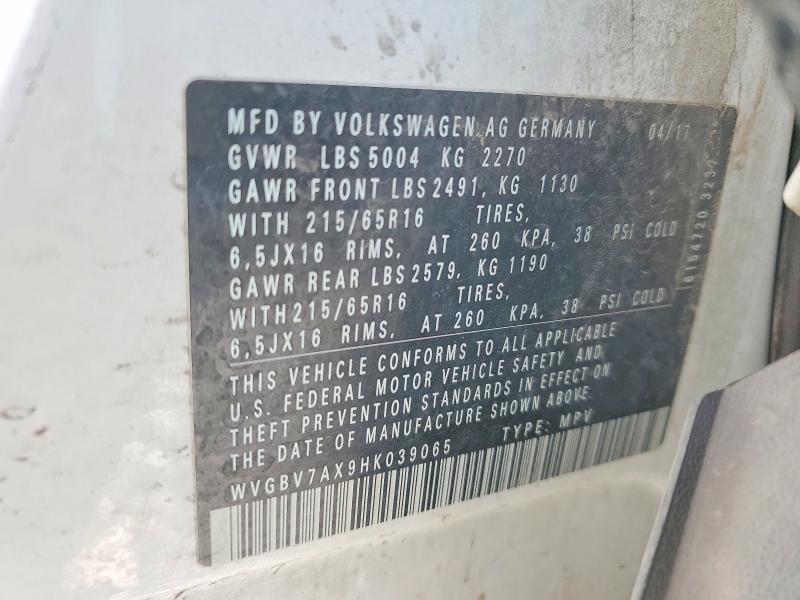 Продаж на аукціоні авто 2017 Volkswagen Tiguan S, vin: WVGBV7AX9HK039065, номер лоту: 99723445