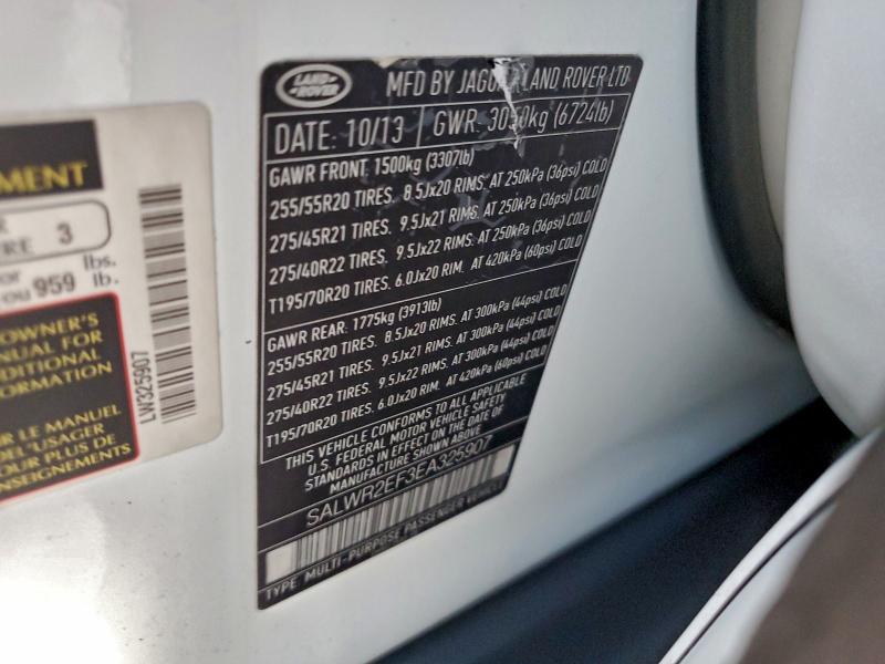 72193075 :رقم المزاد ، SALWR2EF3EA325907 vin ، 2014 Land Rover Range Rove مزاد بيع