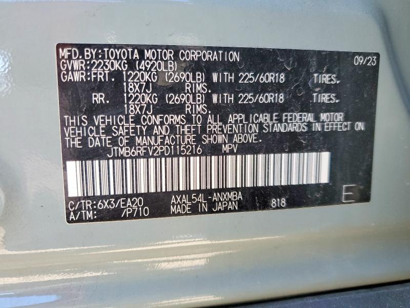 Aukcja sprzedaży 2023 Toyota Rav4, vin: JTMB6RFV2PD115216, numer aukcji: 72705705