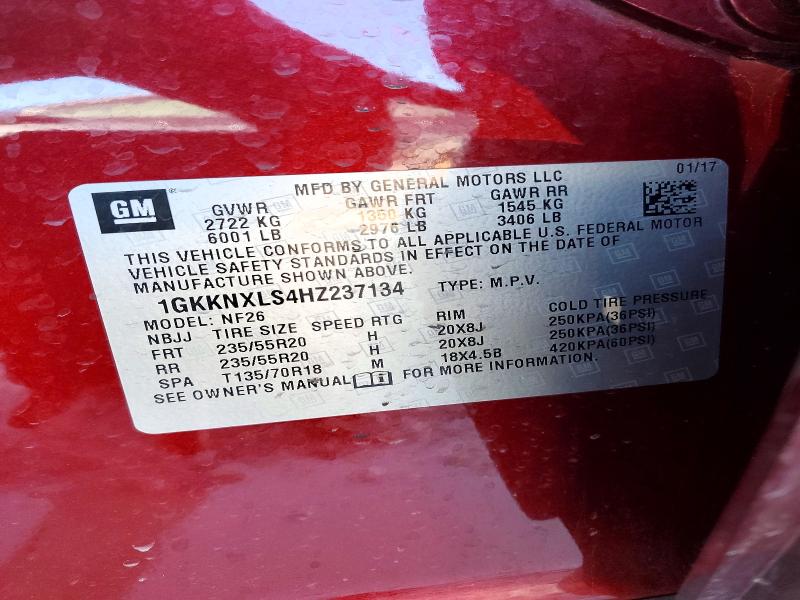 Aukcja sprzedaży 2017 Gmc Acadia, vin: 1GKKNXLS4HZ237134, numer aukcji: 72599285