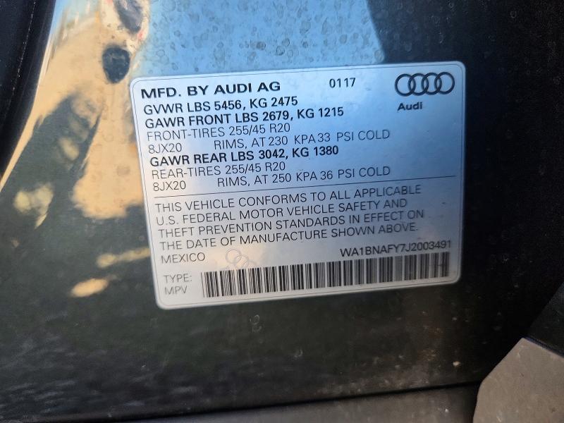 Aukcja sprzedaży 2018 Audi Q5, vin: WA1BNAFY7J2003491, numer aukcji: 73089555