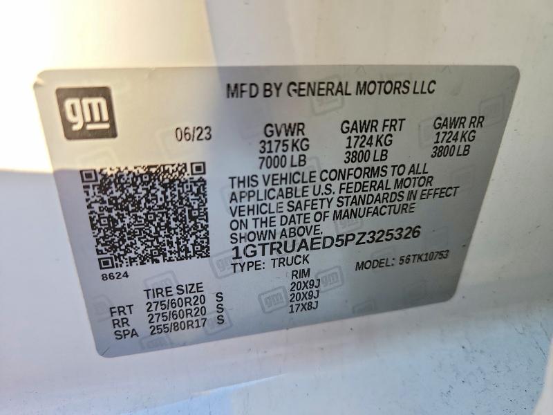 Продаж на аукціоні авто 2023 Gmc Sierra, vin: 1GTRUAED5PZ325326, номер лоту: 74813005