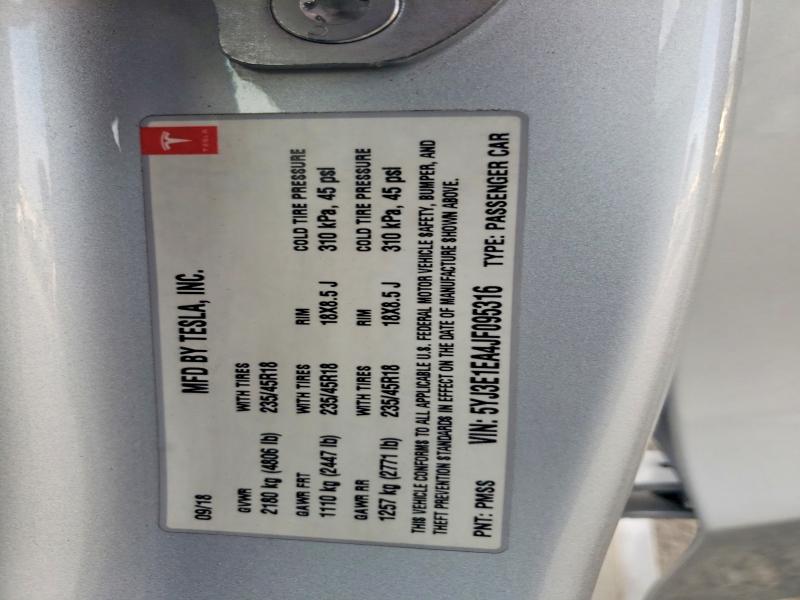 Aukcja sprzedaży 2018 Tesla Model 3, vin: 5YJ3E1EA4JF095316, numer aukcji: 99386105