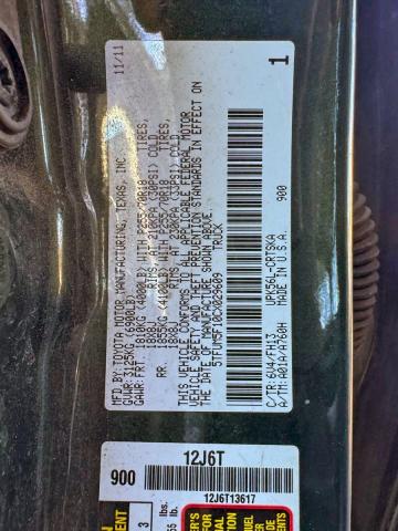 99544885 :رقم المزاد ، 5TFUM5F10CX029609 vin ، 2012 Toyota Tundra Dou مزاد بيع