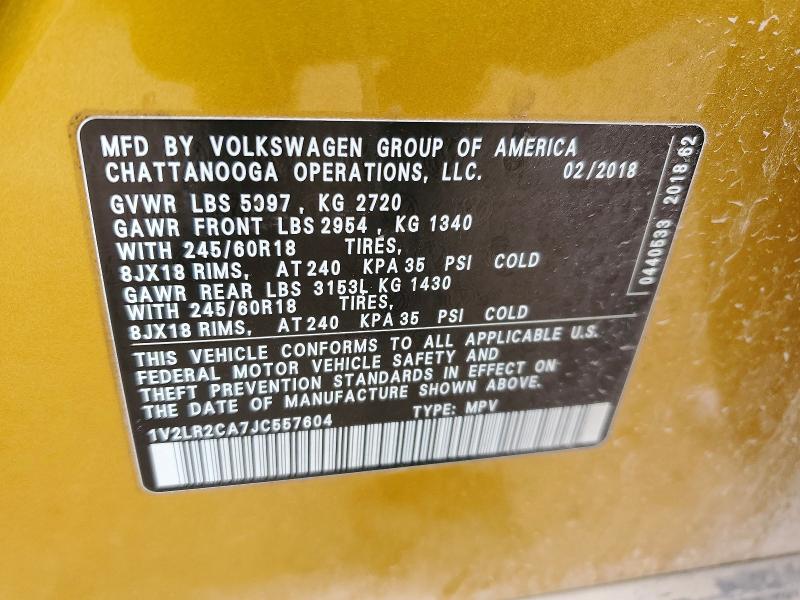 Продажа на аукционе авто 2018 Volkswagen Atlas, vin: 1V2LR2CA7JC557604, номер лота: 99481135