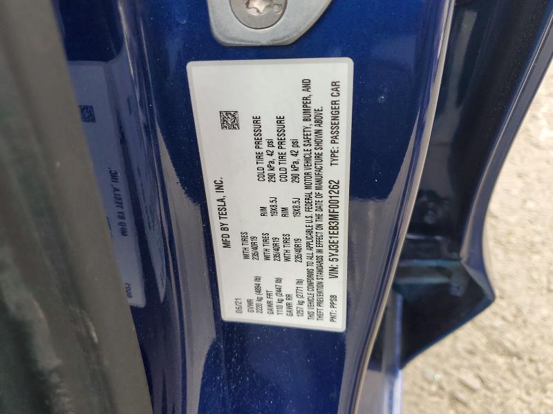 Продажа на аукционе авто 2021 Tesla Model 3, vin: 5YJ3E1EB3MF001262, номер лота: 72329055
