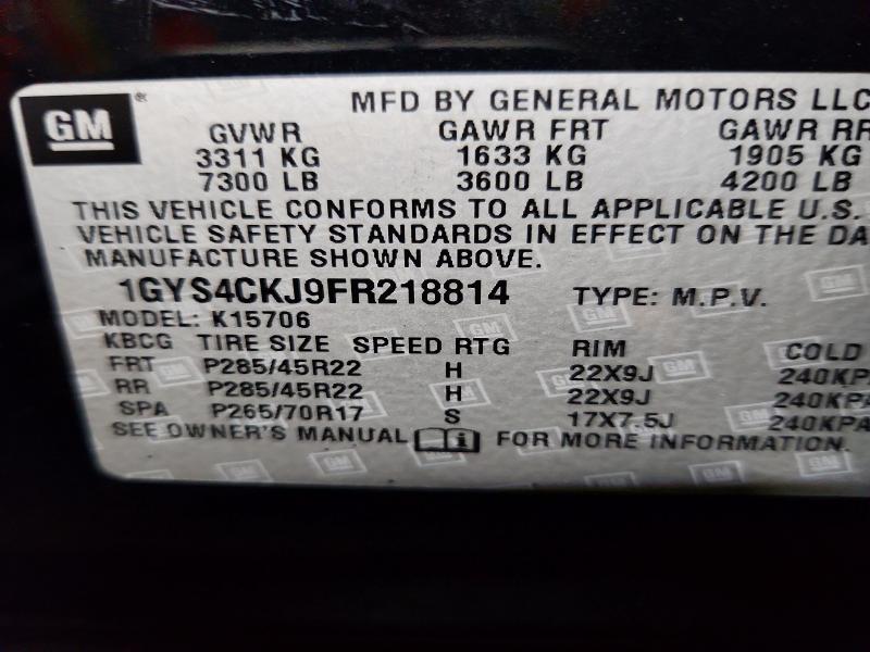 73750615 :رقم المزاد ، 1GYS4CKJ9FR218814 vin ، 2015 Cadillac Escalade P مزاد بيع