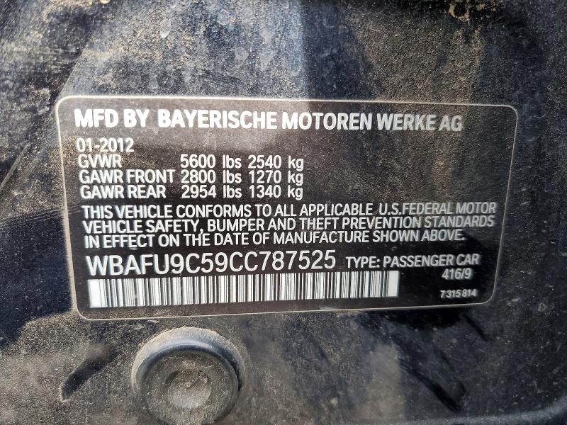 72885375 :رقم المزاد ، WBAFU9C59CC787525 vin ، 2012 Bmw 550 Xi مزاد بيع