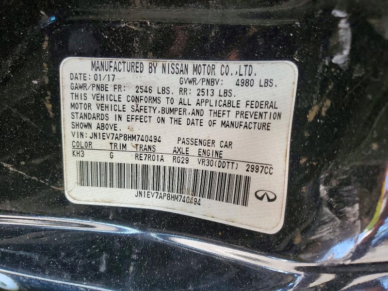 Продажа на аукционе авто 2017 Infiniti Q50, vin: JN1EV7AP8HM740494, номер лота: 98826625
