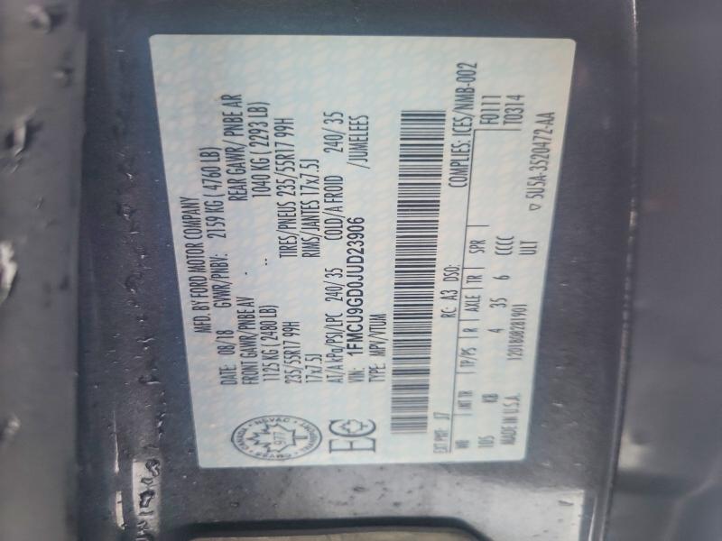 Продажа на аукционе авто 2018 Ford Escape Se, vin: 1FMCU9GD0JUD23906, номер лота: 98332505