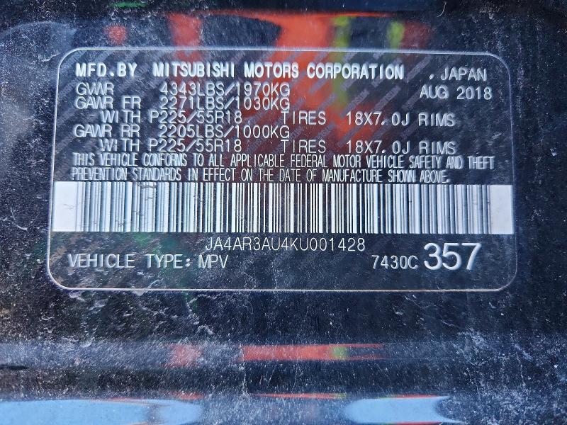 Продаж на аукціоні авто 2019 Mitsubishi Outlander Sport, vin: JA4AR3AU4KU001428, номер лоту: 73297205
