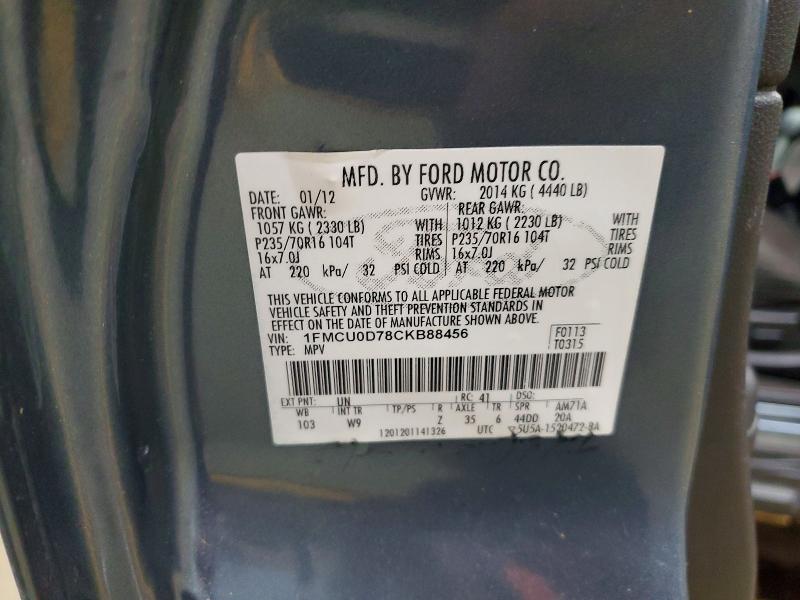 Продаж на аукціоні авто 2012 Ford Escape, vin: 1FMCU0D78CKB88456, номер лоту: 74664405