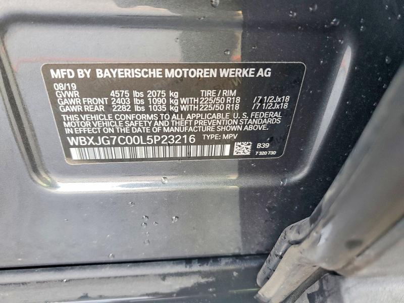 2020 Bmw X1 მანქანა იყიდება აუქციონზე, vin: WBXJG7C00L5P23216, აუქციონის ნომერი: 74355295